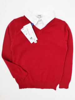 Вязаный пуловер с воротником поло красный 4-5лет (110) OVS 