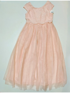 Нарядное длинное платье на подкладке с кружевом и фатином 9-10лет (140) розовый H&M (Швеция)