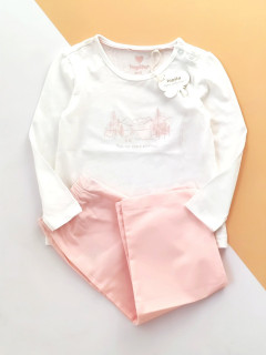 Пижама белый принт розовый 1-2года(86/92) Lupilu 