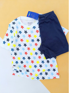 Пижама трикотаж футболка+шорты серый звезды 4-6лет (104/116) Lupilu 