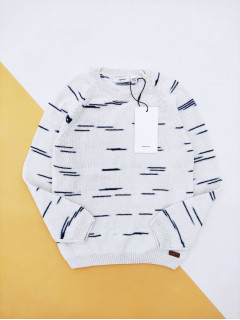 Вязаный свитер молочный/синий 5лет (110)
