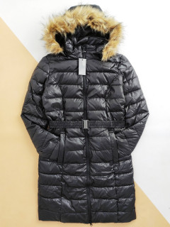 Cтёганое термо пальто на синтепоне с поясом BIONIC FINISH черный 14+ (164+) / ХС-С(34)