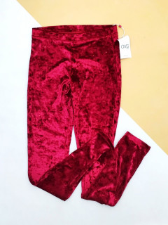 Бархатные брюки-леггинсы с блеском красный 13-14лет (164)
