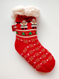 Нескользящие теплые носки с мехом внутри Санта и снежинки 24-27рр