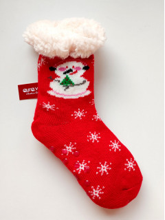 Нескользящие теплые носки с мехом внутри снеговичок 32-35рр