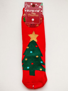 Рождественские махровые носки с люриксом ёлка 24-27рр
