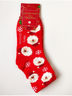 Рождественские носки с люриксом красный Санта 35-38рр