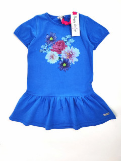 Платье трикотажное 6лет (116) голубой цветы рисунок Happy Calegi 