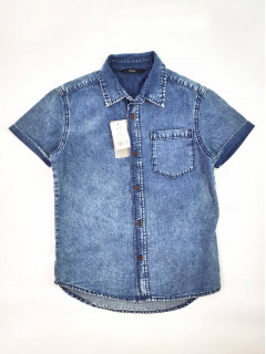 Рубашка из тонкого джинса с коротким рукавом 9-10лет (140) голубой George 