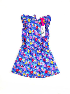 Платье с рюшами 4года (104) голубой цветочки рисунок Happy Calegi 