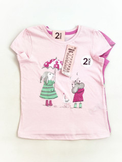 Набор 2шт футболка с блеском 6лет (116) розововый цветы кролики Pep&co