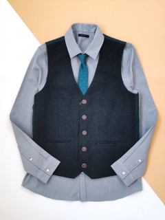 Костюм двойка жилет + рубашка с длинным рукавом 15лет (170) серый Next 