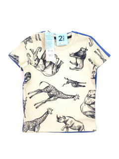 Набор 2шт футболка 7-8лет (122/128) синий беж слоны Pep&co