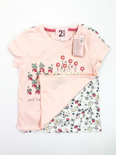 Набор 2шт футболка 6-7лет (116/122) белый розововый цветы Pep&co