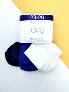 Набор 3шт носки 2-4 года (23-28рр) синий белый OVS 