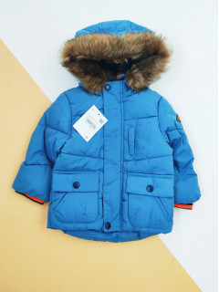 Непромокаемая и непродуваемая курточка на синтепоне на теплой плюшевой подкладке синий 9мес (74)