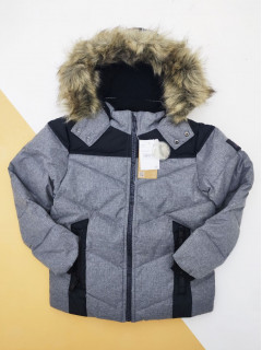 Непромокаемая и непродуваемая куртка, наполнитель пух/перо есть светоотражающие элементы серый/черный 9 лет (134)