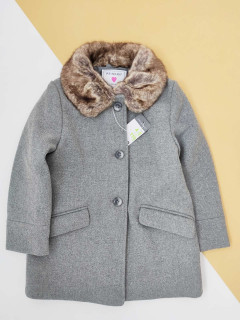  Пальто на подкладке с меховым воротником серый 4-5 лет (110)