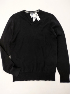 Вязаный пуловер V-образный вырез черный ХЛ
