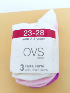 Набор 3шт носки розовый белый 23-28рр OVS 