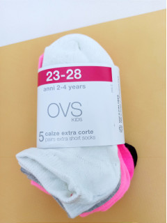 Набор 5шт носки черный серый белый розовый 23-28рр OVS 