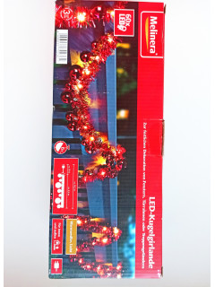  LED гирлянда/еловая веточка на 60 лампочек украшена елочными шариками красный