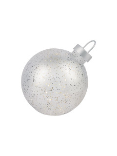 Декоративный огромный рождественский стеклянный LED светильник с металлическим блеском серебро 
