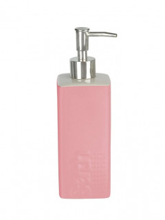 Керамический дозатор для мыла с металлической помпой 250мл розовый