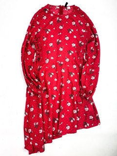 Платье легкое в полоску Л красный цветы H&M