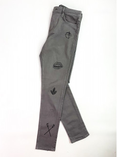 Джинсовые брюки с принтом высокая посадка М серый H&M