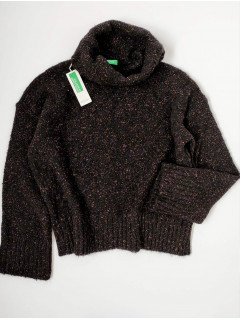 Теплый вязаный свитер оверсайз черный С
