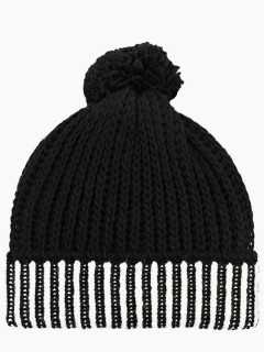 Теплая вязаная шапка с помпоном черный