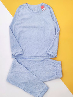 Домашний костюм/пижамка флисовый серо-голубой меланж М