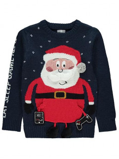 Вязаный свитер с объемными плюшевыми деталями и вышивкой Санта 8-9лет (128/134)