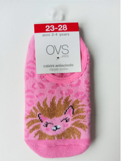 Нескользящие махровые  носки с резинкой 2-4года (23/28рр) розовый лев OVS 