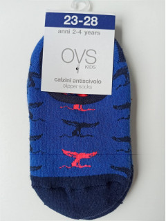 Нескользящие махровые  носки с резинкой 2-4года (23/28рр) синий дельфины OVS 