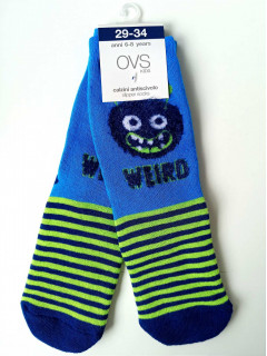 Нескользящие махровые носки 6-8лет (29/34рр) синий зеленый полоски OVS 