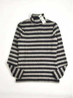 Пушистый свитер-гольф М черный серый полоски United colors of Benetton