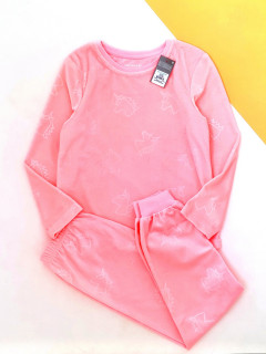 Домашний костюм/пижамка флисовый с единорогами люминесцентный розовый 6-7 лет (116/122)