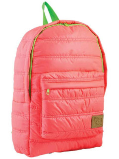 Дутый рюкзак для прогулок или обучения на одно отделение с карманом "оранжевый/зеленый"