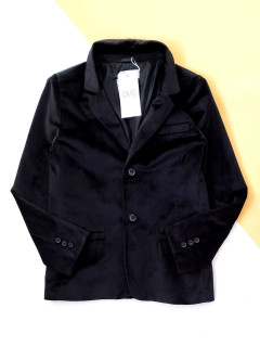 Бархатный пиджак черный 8-9лет (134)