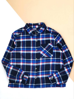Фланелевая рубашка в клетку синий/белый/красный 12лет(152)