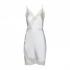 Короткое платье для сна на запах из атласа с кружевными деталями жемчужный серый М