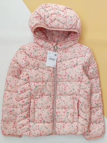Непромокаемая и непродуваемая легкая курточка на синтепоне принт в цветочек/розовый 8 лет (128)