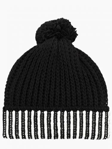 Теплая вязаная шапка с помпоном черный