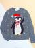 Вязаный свитер с пайетками и помпонами рождественский пингвин черный/белый 13-14лет (158/164)