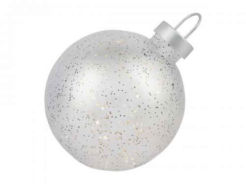 Декоративный огромный рождественский стеклянный LED светильник с металлическим блеском серебро 