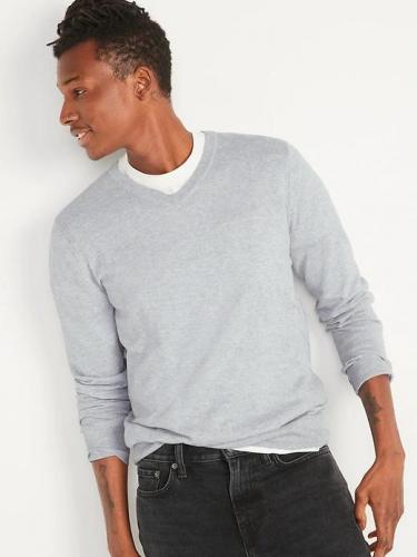 Вязаный пуловер серый меланж М