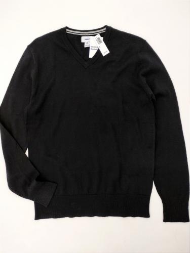 Вязаный пуловер V-образный вырез черный С