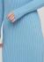 Платье с высоким горлом  и люриксом в рубчик небесный голубой С/М Moni&co 